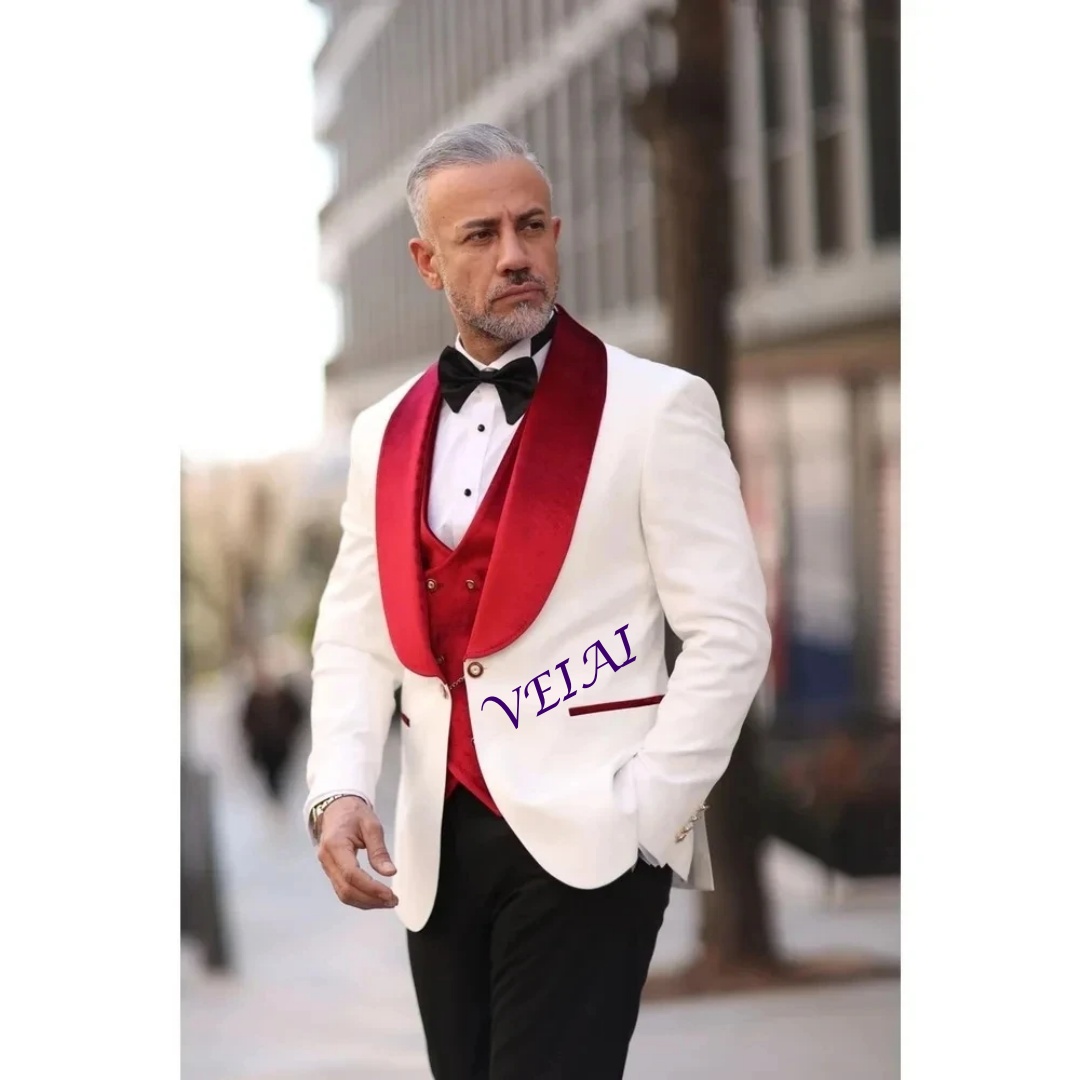 Men'S Formal Wear - CustomizedMen Wedding Tuxedos Red Velvet Vest