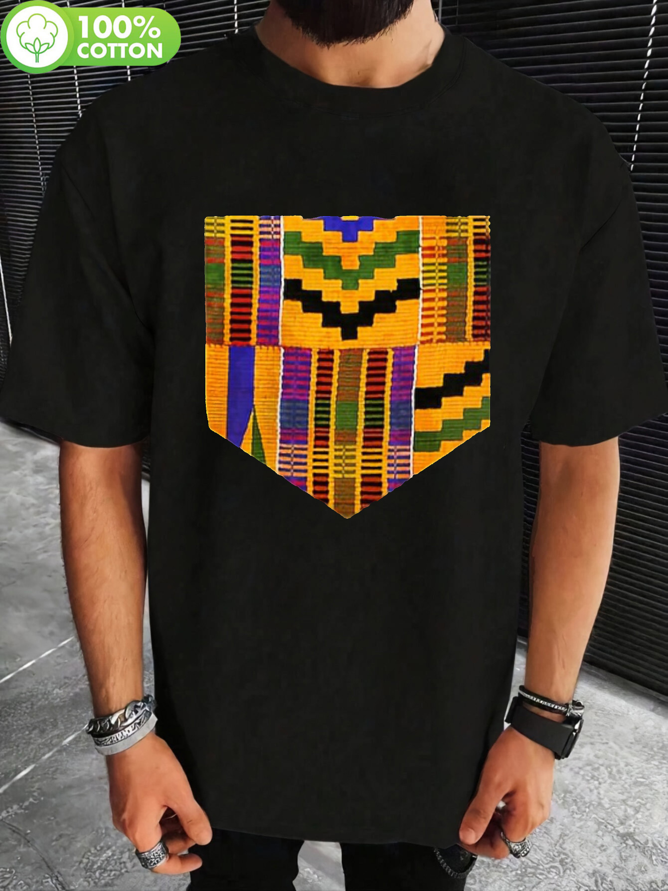 Men'S Kente Dashiki T-Shirt -  - огляд і ціна Men'S Formal Ethnic Wear